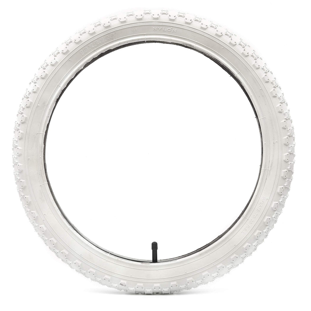 (2 Sets) 18    X 2.125 Kids Bike Replacement White Tires And Tubes - Compatible With Most 18    Kids Bikes Like Royalbaby, Joyst