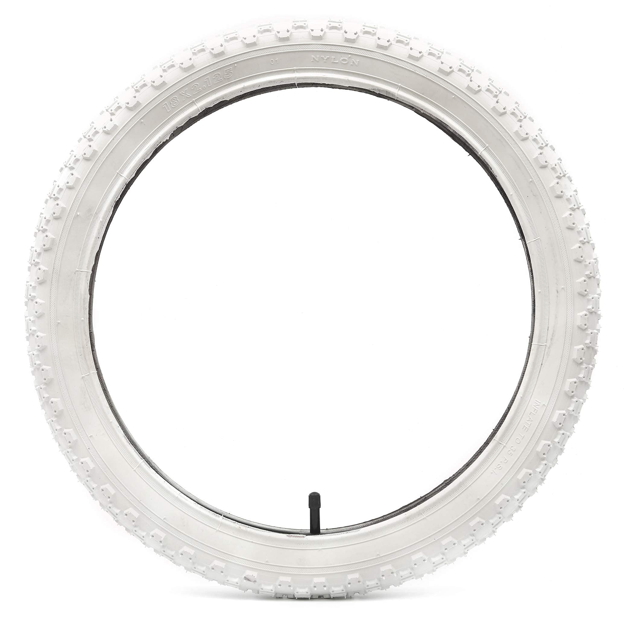 (2 Sets) 18    X 2.125 Kids Bike Replacement White Tires And Tubes - Compatible With Most 18    Kids Bikes Like Royalbaby, Joyst
