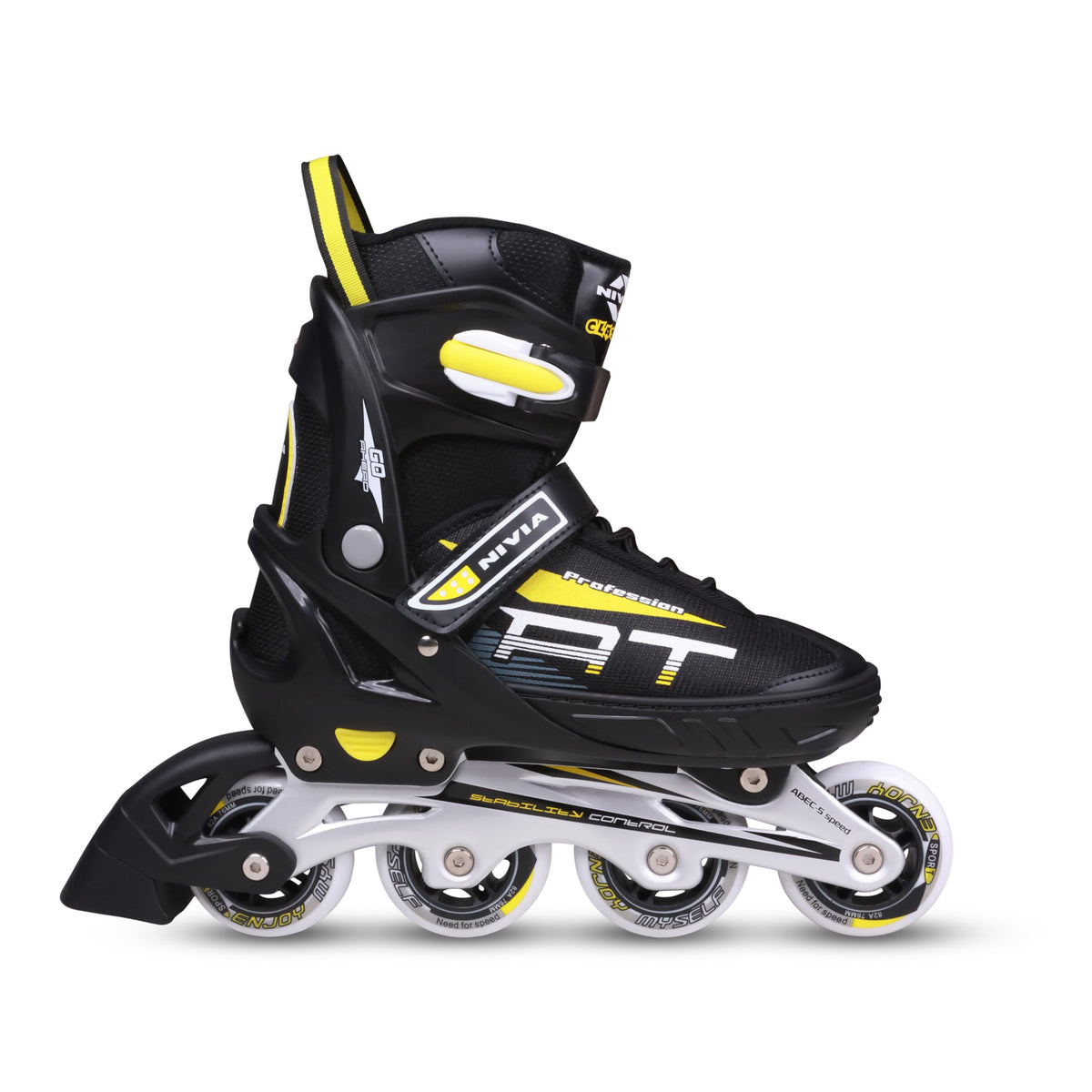 Nivia Classic Inline Skate, Adjustable Inline Roller Skates For Unisex Kids & Adults, Outdoor Skating Shoes Roller Blades, 76Mm