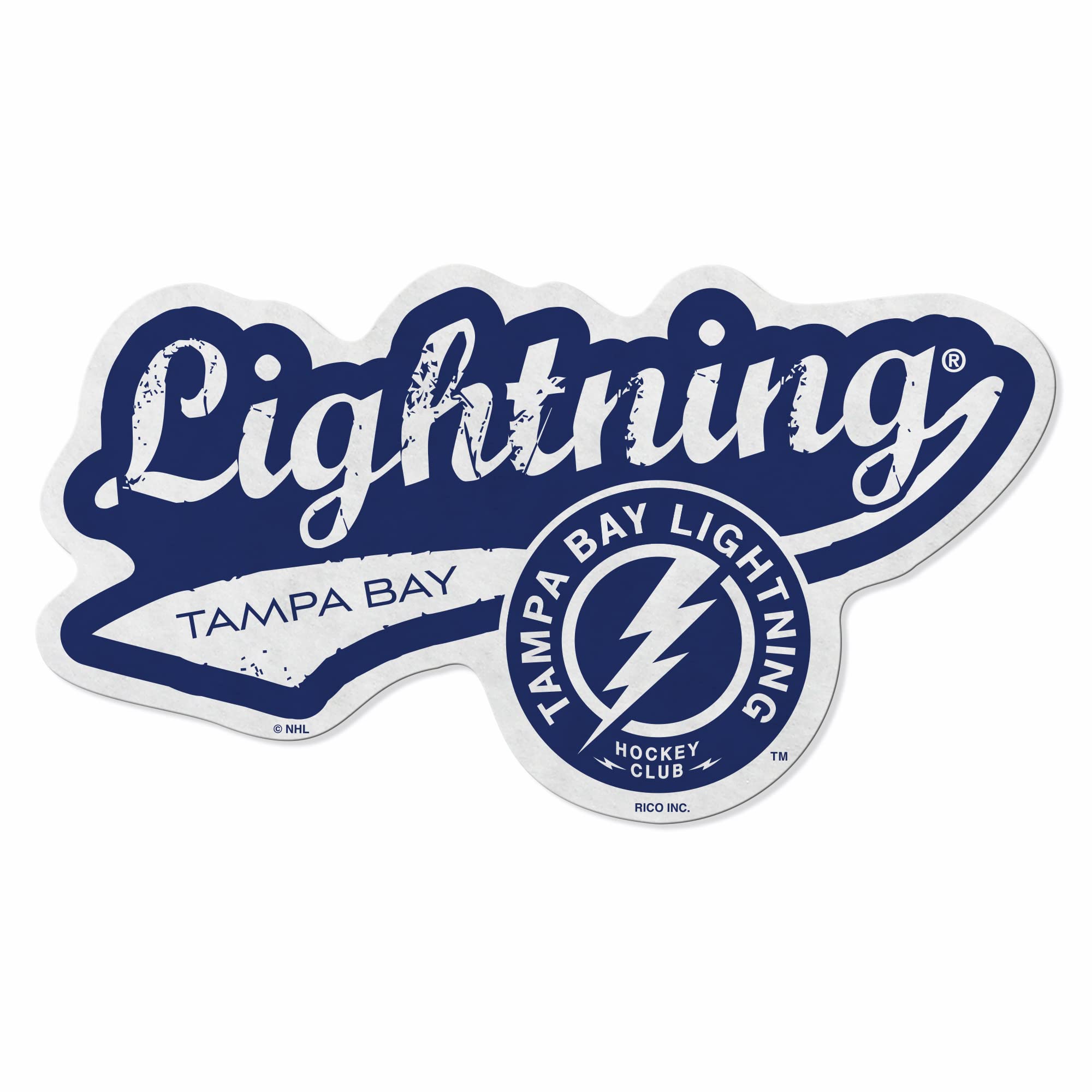 Rico Industries Nhl Tampa Bay Lightning Distressed Shape Cut Pennant - Home And Living Room D  Cor - Soft Felt Ez To Hang