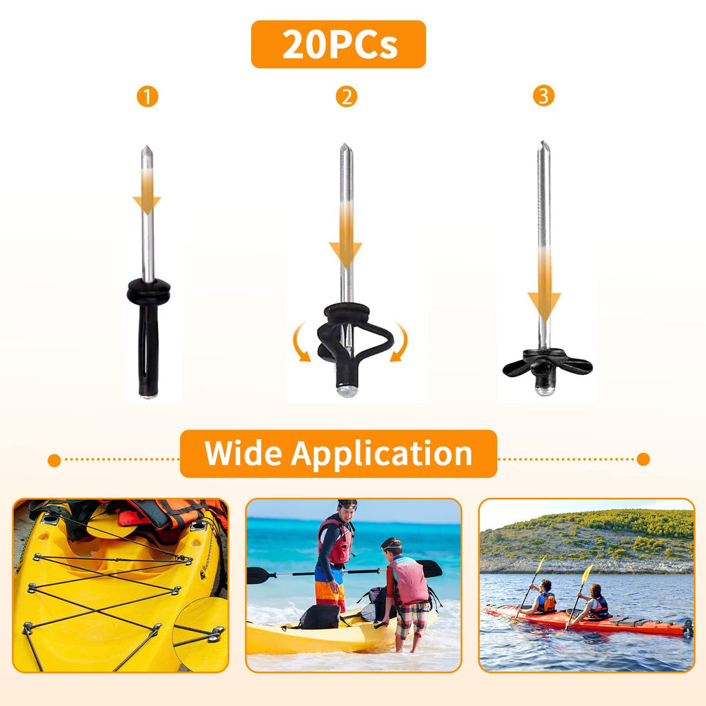 Clio 10 Pcs Kayak Pad Eyes Kit With 20 Tri-Grip Rivet Kit For Kayaks