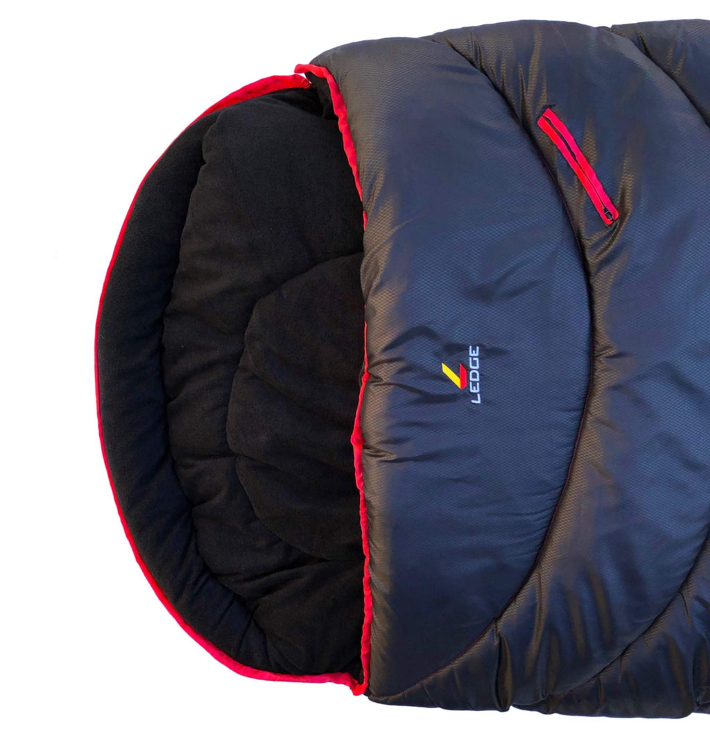 Ledge Sports Big Horn -20 F Degree Xl Oversize Fleece Lined Sleeping Bag (90 X 40, Black)