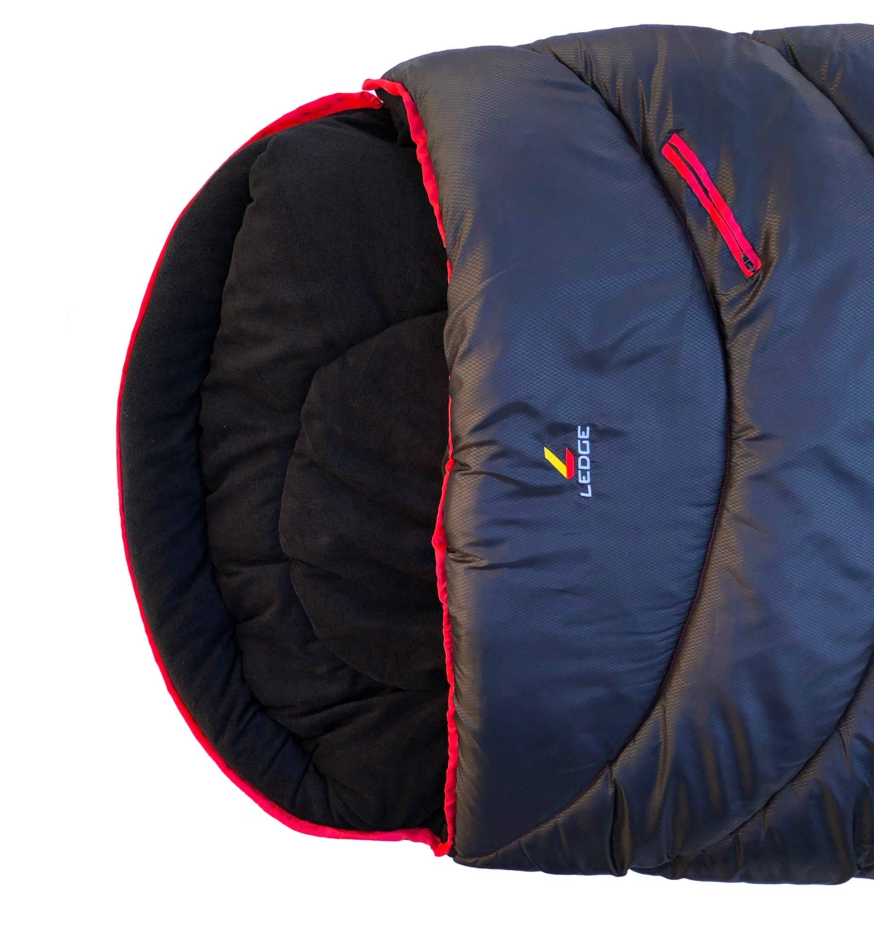 Ledge Sports Big Horn -20 F Degree Xl Oversize Fleece Lined Sleeping Bag (90 X 40, Black)