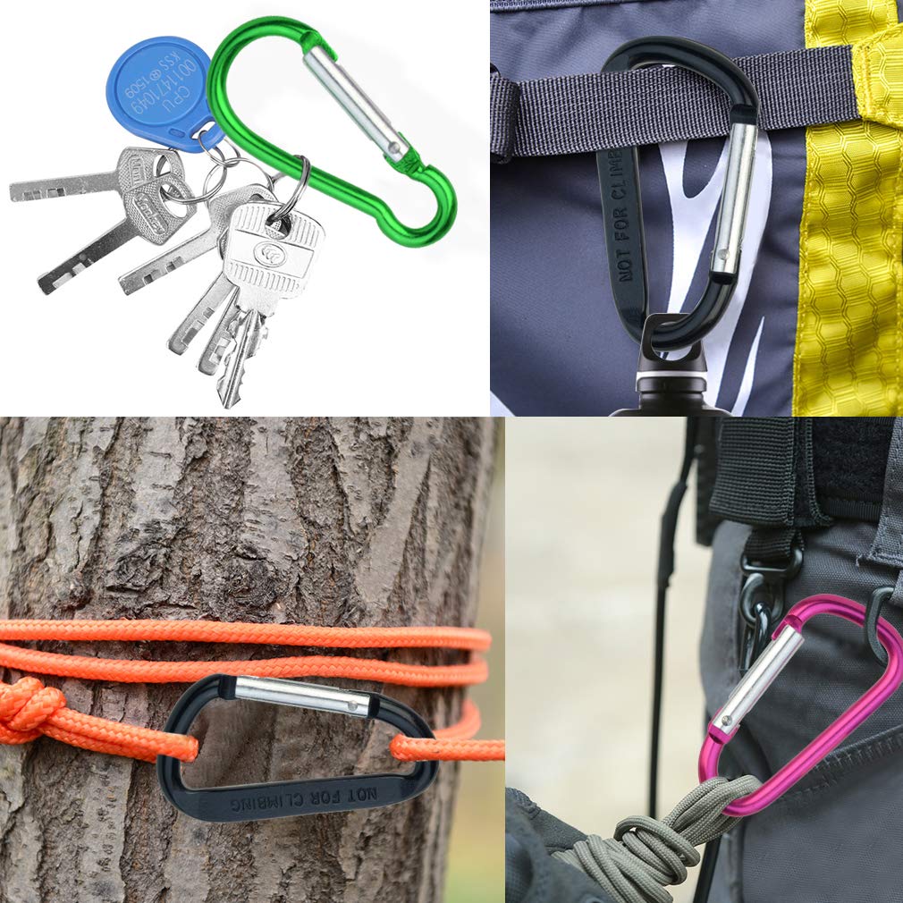20 Pack Carabiners Clips With Keychain D Ring Caribeaner Clip Hook For Backpack Water Bottle Key Home Rv Outdoor Small Item (3 S