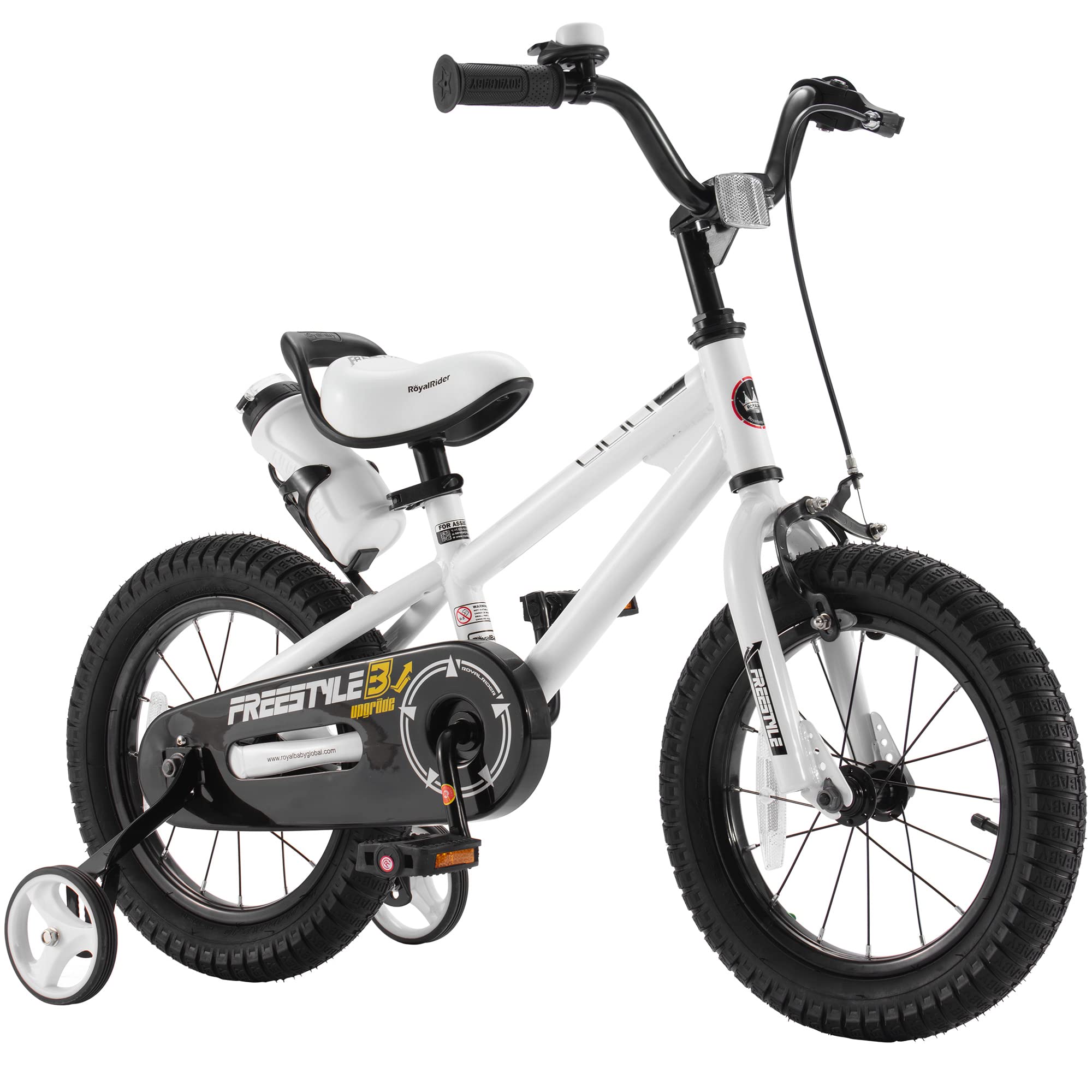 Royalbaby Freestyle Kids Bike Boys Girls 16 Inch Bmx Childrens Bicycle With Training Wheels & Kickstand For Ages 4-7 Years, Whit