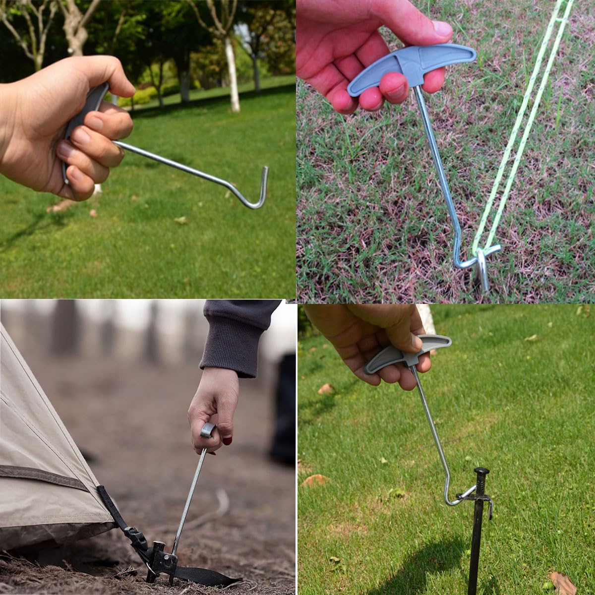 Laiyoho 3 Pcs Outdoor Tent Peg Puller Extractor With Plastic Handles, Portable Tool For Camping And Other Outdoor Activities