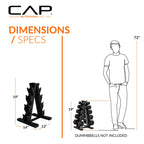 CAP Barbell 100 LB Coated 12-Sided Black Handle Dumbbell Weight Set with Vertical Rack