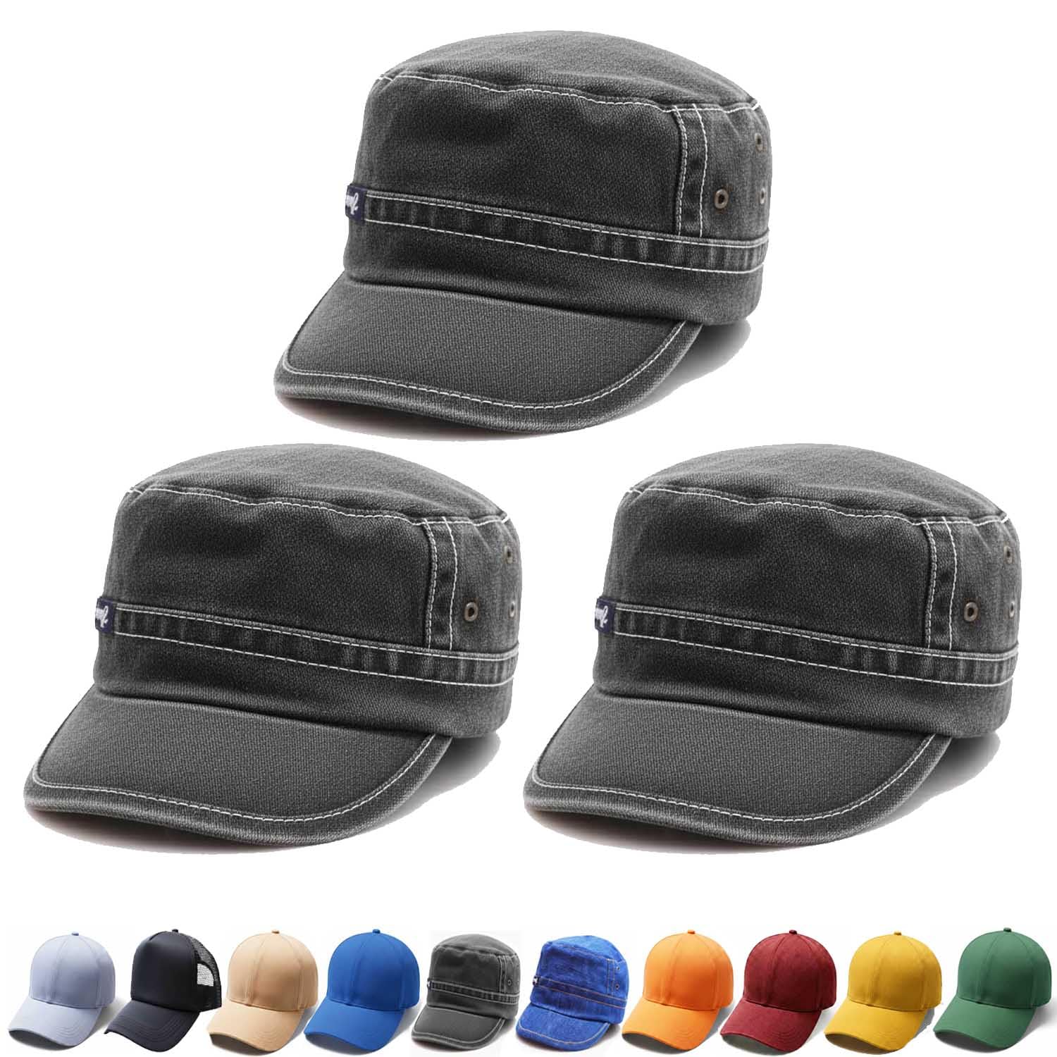 Niskanet Cotton Unisex Plain Baseball Caps For Men And Women | Pack Of 3 | Denim Black | Adjustable Size | Casual Headwear For D