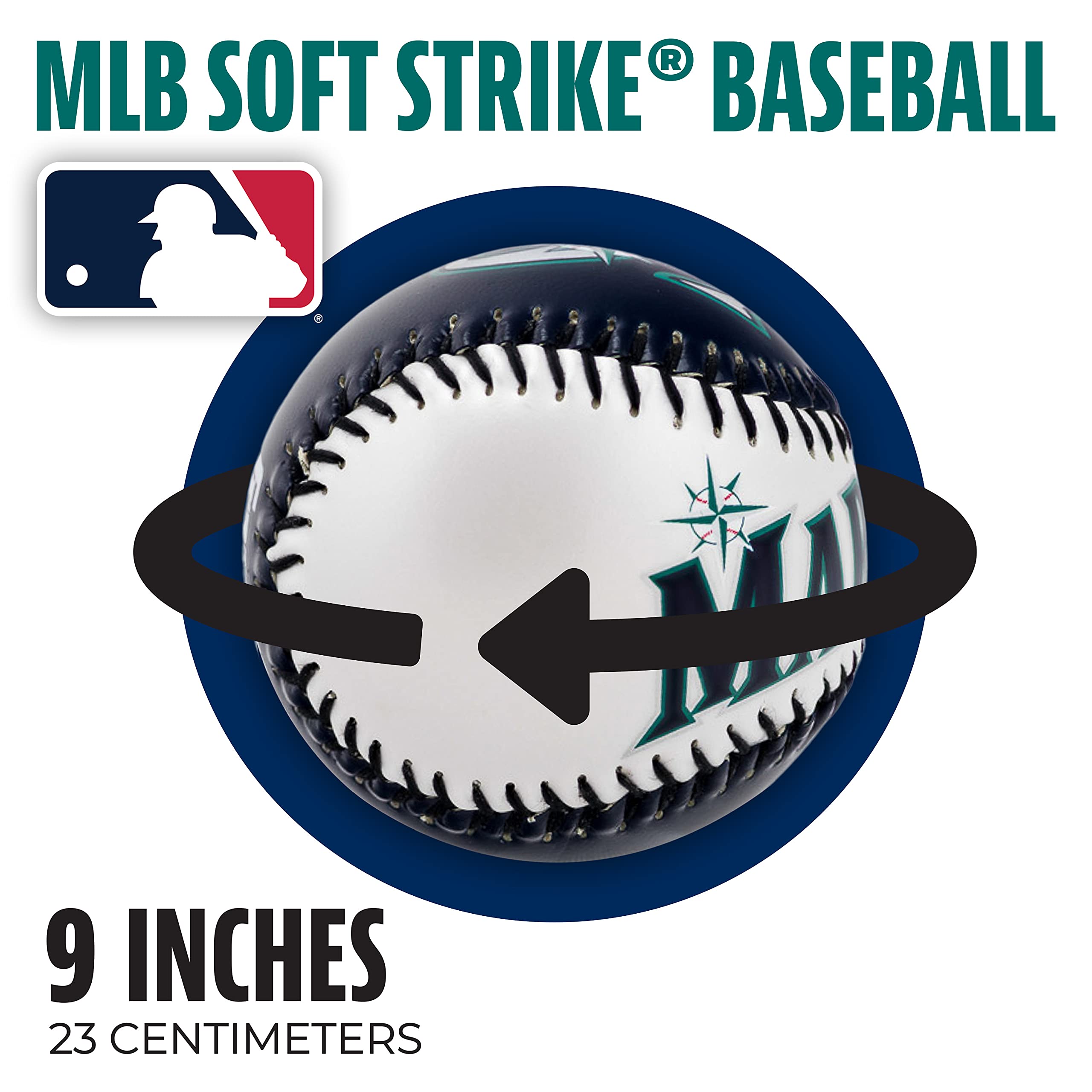 Franklin Sports Seattle Mariners Mlb Team Baseball - Mlb Team Logo Soft Baseballs - Toy Baseball For Kids - Great Decoration For