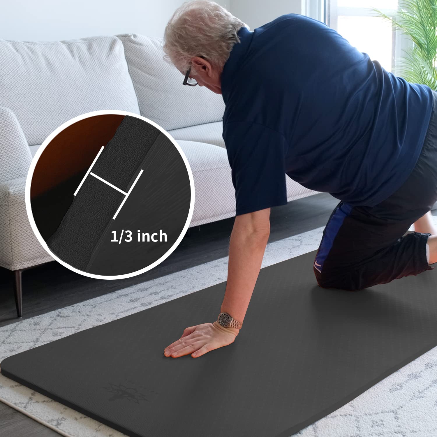 Hatha Yoga Thick Tpe Yoga Mat 72''X 27''X1/3 Inch Non Slip Eco Friendly Exercise Mat For Yoga Pilates & Floor Workouts (Black)