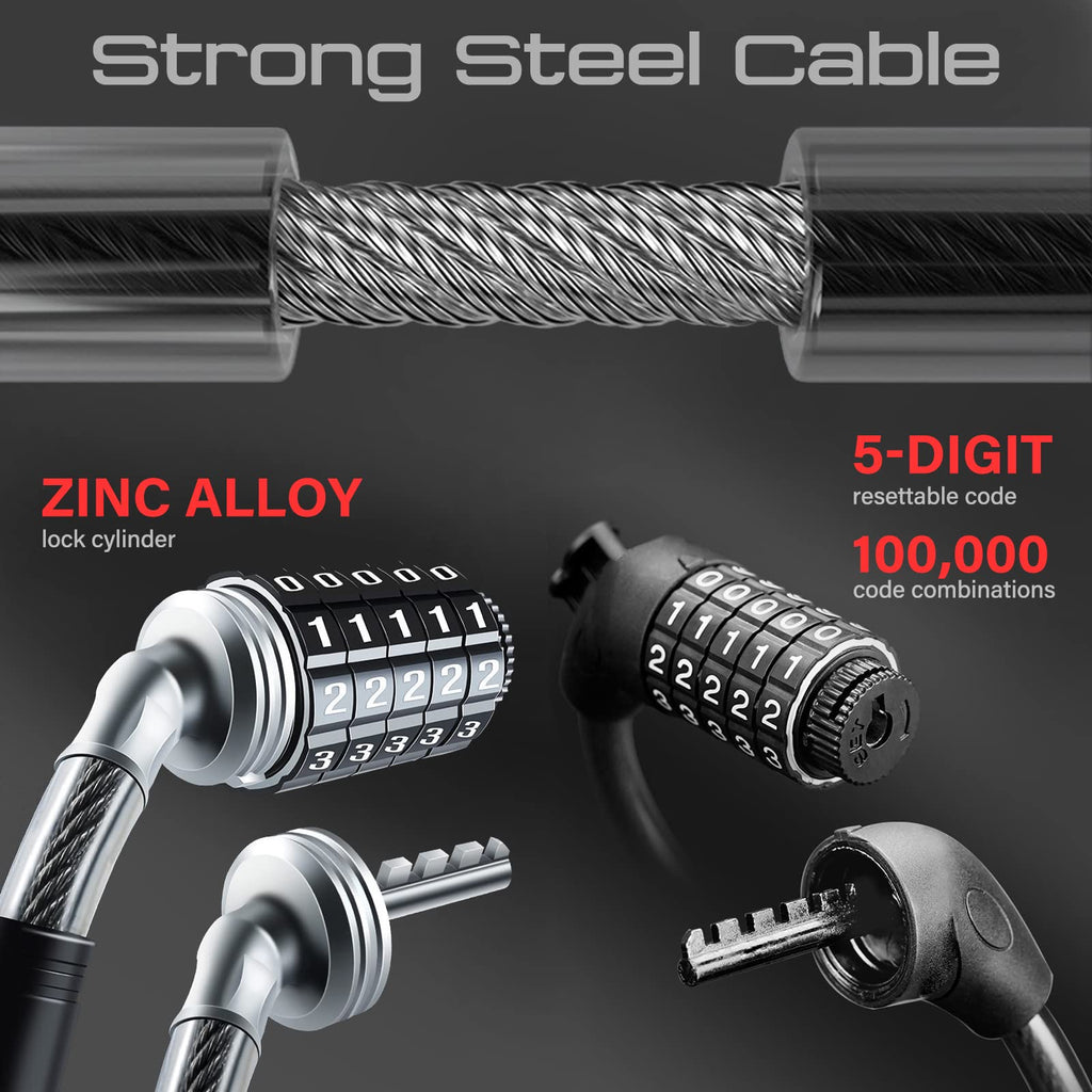 Seway Scooter Lock Cable For Xiaomi Mijia M365 Es Series, Bicycle Combination Locks Coiled Chain Lock Basic Self Coiling Core St
