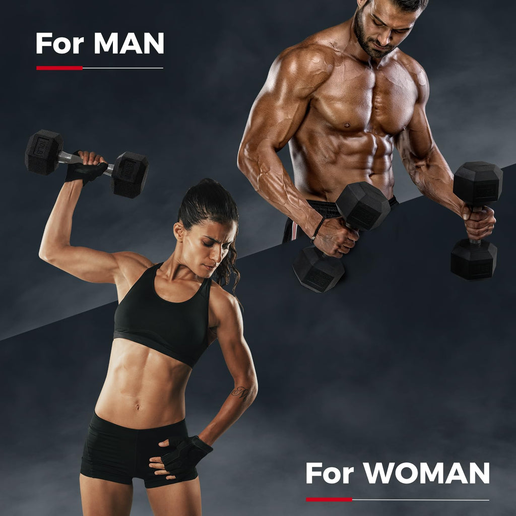 Ritfit 45Lb Dumbbells Set Of 2 Rubber Encased Dumbbell Sets With Optional Rack For Home Gym, Coated Hand Weights For Strength Tr