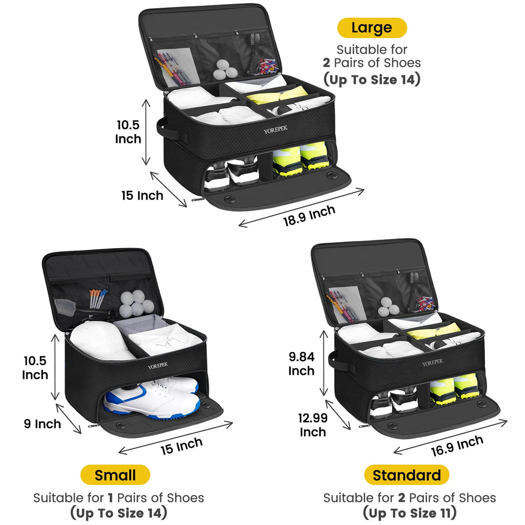 2 Layer Golf Trunk Organizer, Waterproof Car Golf Locker With Separate Ventilated Compartment For 2 Pair Shoes, Durable Golf Tru