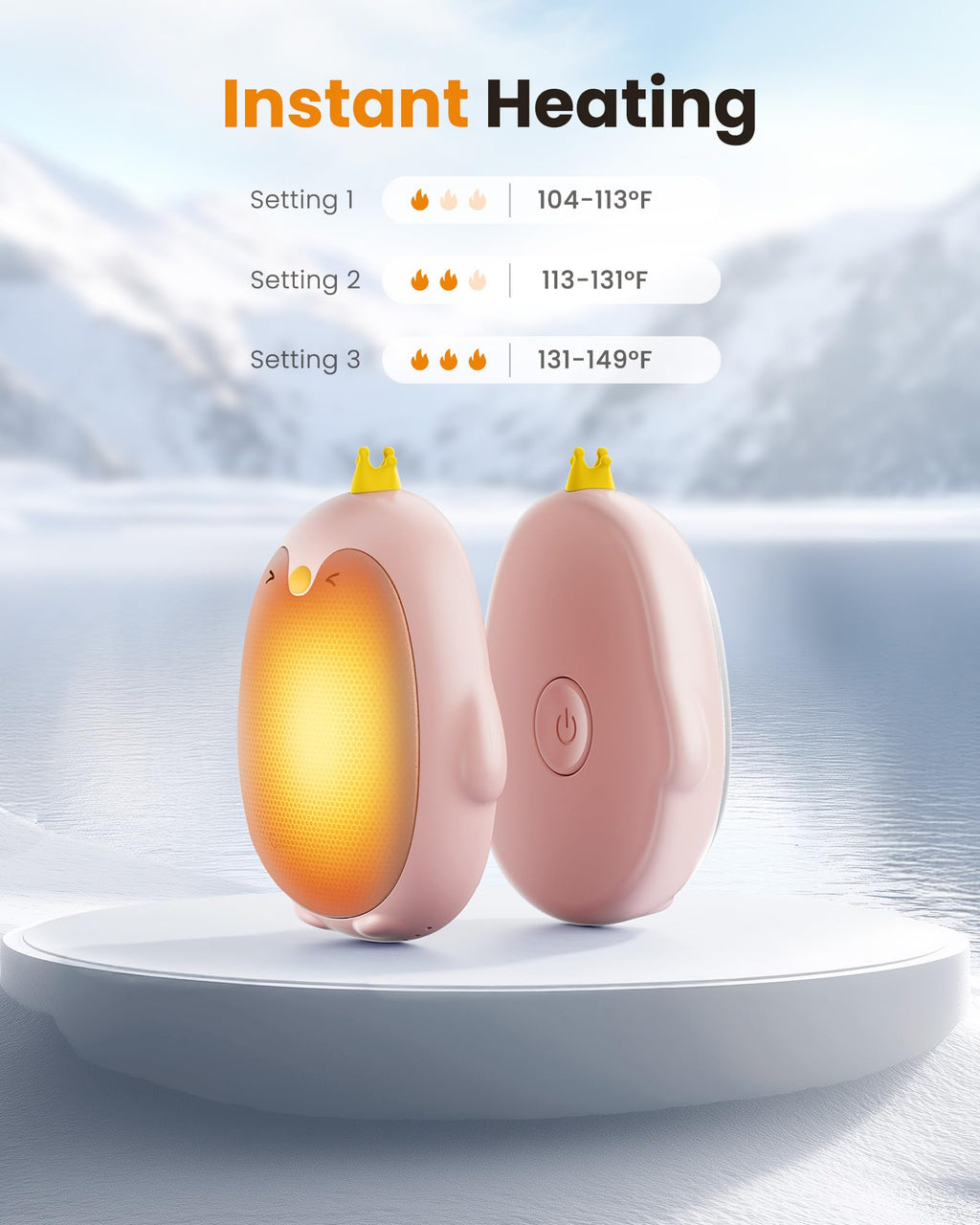Gaiatop Magnetic Hand Warmers Rechargeable 2 Pack, 3 Settings Pocket-Sized Cute Penguin, Fast Hot Hands Reusable Portable Electr