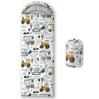 Datura Home Kids Sleeping Bag For Boys Girls,Construction Truck Print-Lightweight Warm Portable Outdoor Indoor-Waterproof Cold W