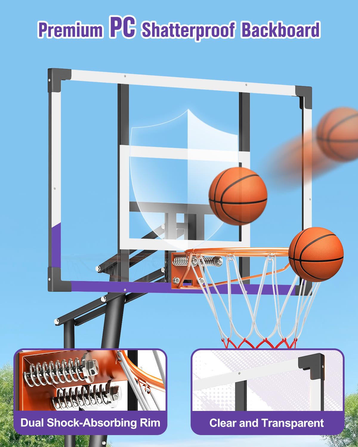 Tonbux Basketball Hoop 10Ft Adjustable Easily, Basketball Goal System For Kids Teens Youth Adults, Portable Hoops & Goals Outdoo