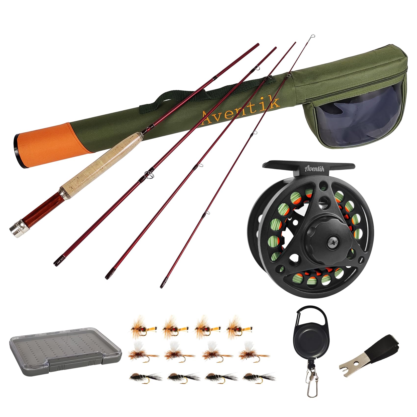 Aventik Extreme Fly Fishing Combo Kit 0/1/2/3/4/5/6 Weight Starter Fly Fishing Rod and Reel Kit Outfit with One Travel Case(8'1'