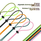 Frienda 12 Sets Bungee Cord Strap Kit, Includes Adjustable Replacement Swimming Goggle Strap Goggle Bungee Strap With Cord Lock