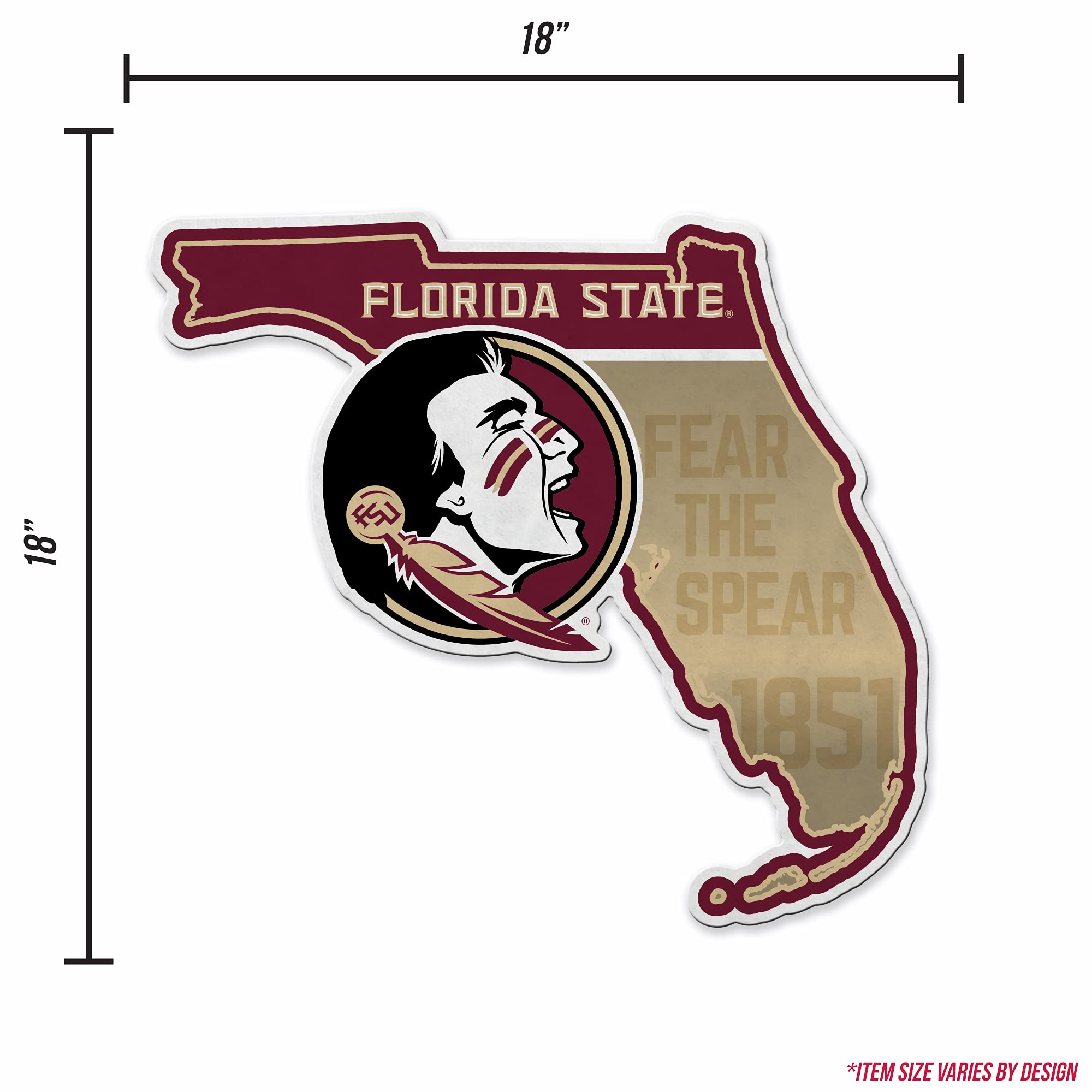 Rico Industries Ncaa Florida State Seminoles State Shape Shape Cut Pennant - Home And Living Room D  Cor - Soft Felt Ez To Hang