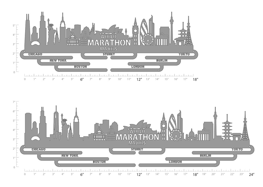 Allied Medal Hangers - World Marathon Majors Sydney (Cityscape) (24'' Wide With 8 Hang Bars) - Medal Hanger Holder Display Rack