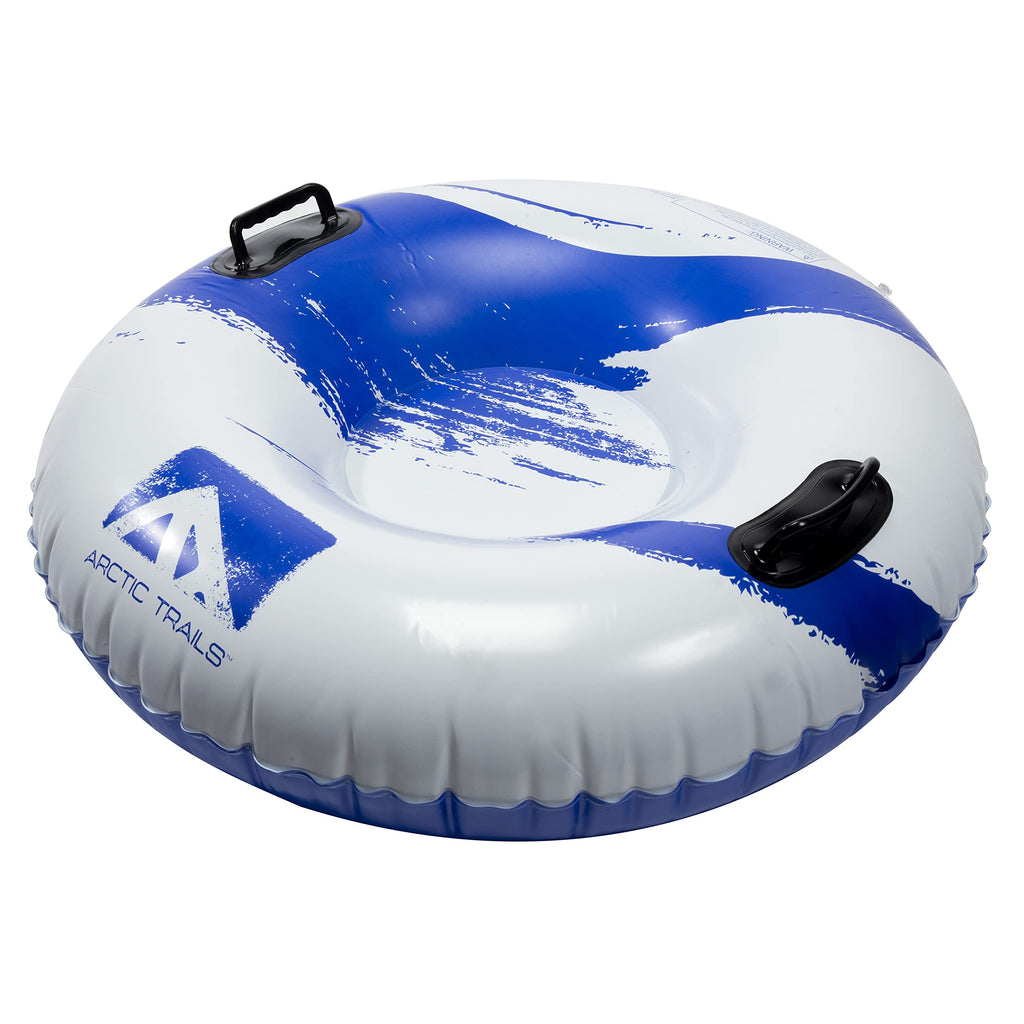Franklin Sports Arctic Trails Single Person Inflatable Snow Sled - Heavy Duty Snow Tube For Kids - Long Lasting Fun - Blue/White