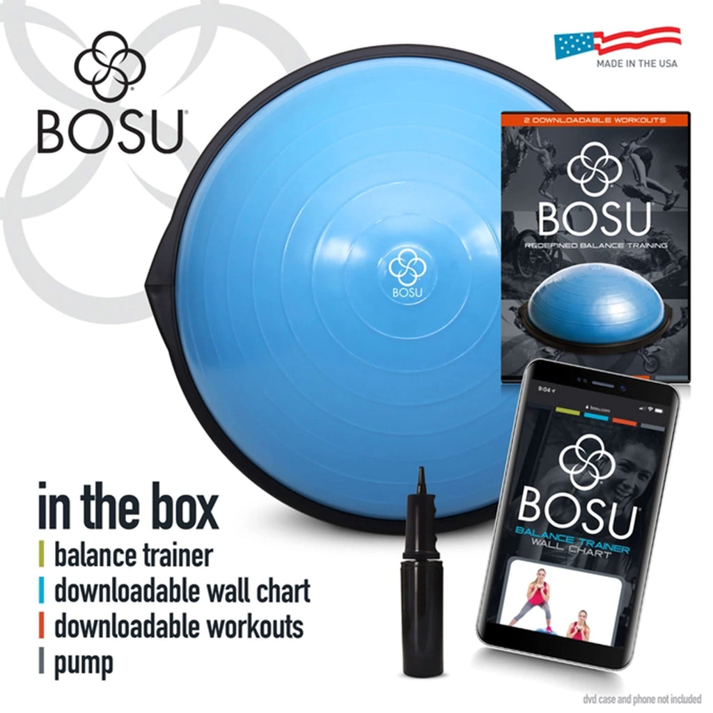 Bosu Multi Functional Original Home Gym 26 Inch Full Body Balance Strength Trainer Ball Equipment With Guided Workouts And Pump,