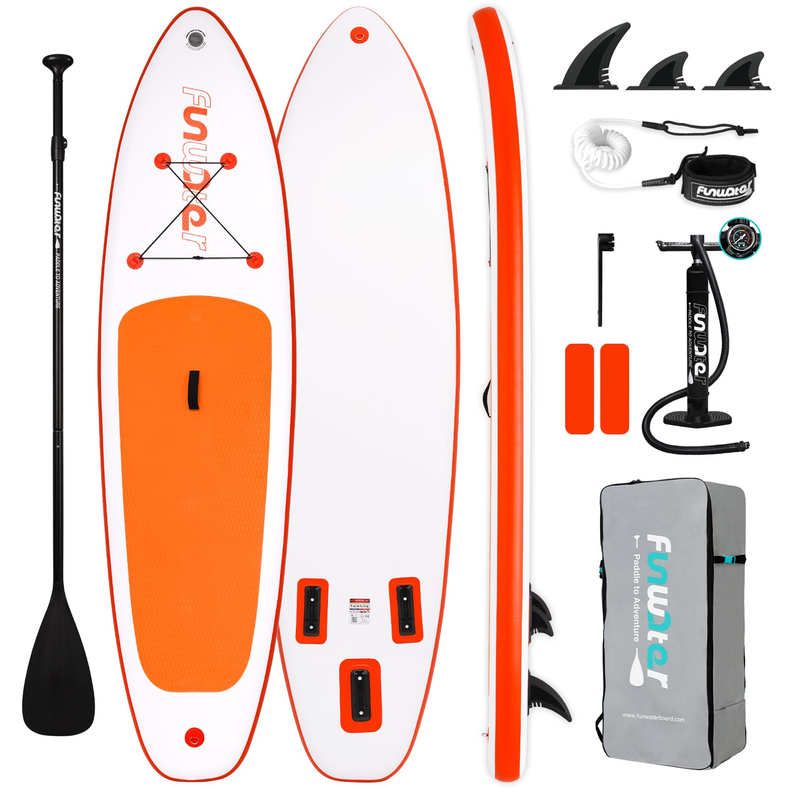 FunWater SUP Inflatable Stand Up Paddle Board 10'6  33  6 Ultra-Light Inflatable Paddleboard with ISUP Accessories,Fins,Adjustab