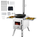 Vevor Camping Wood Stove Stainless Steel Camping Tent Stove, Portable Wood Burning Stove With Chimney Pipes & Gloves, 1646Infire