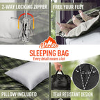 Mereza Sleeping Bag For Adults Mens Kids With Pillow, Cold Weather Xl Sleeping Bag With Compression Sack For All Season Camping