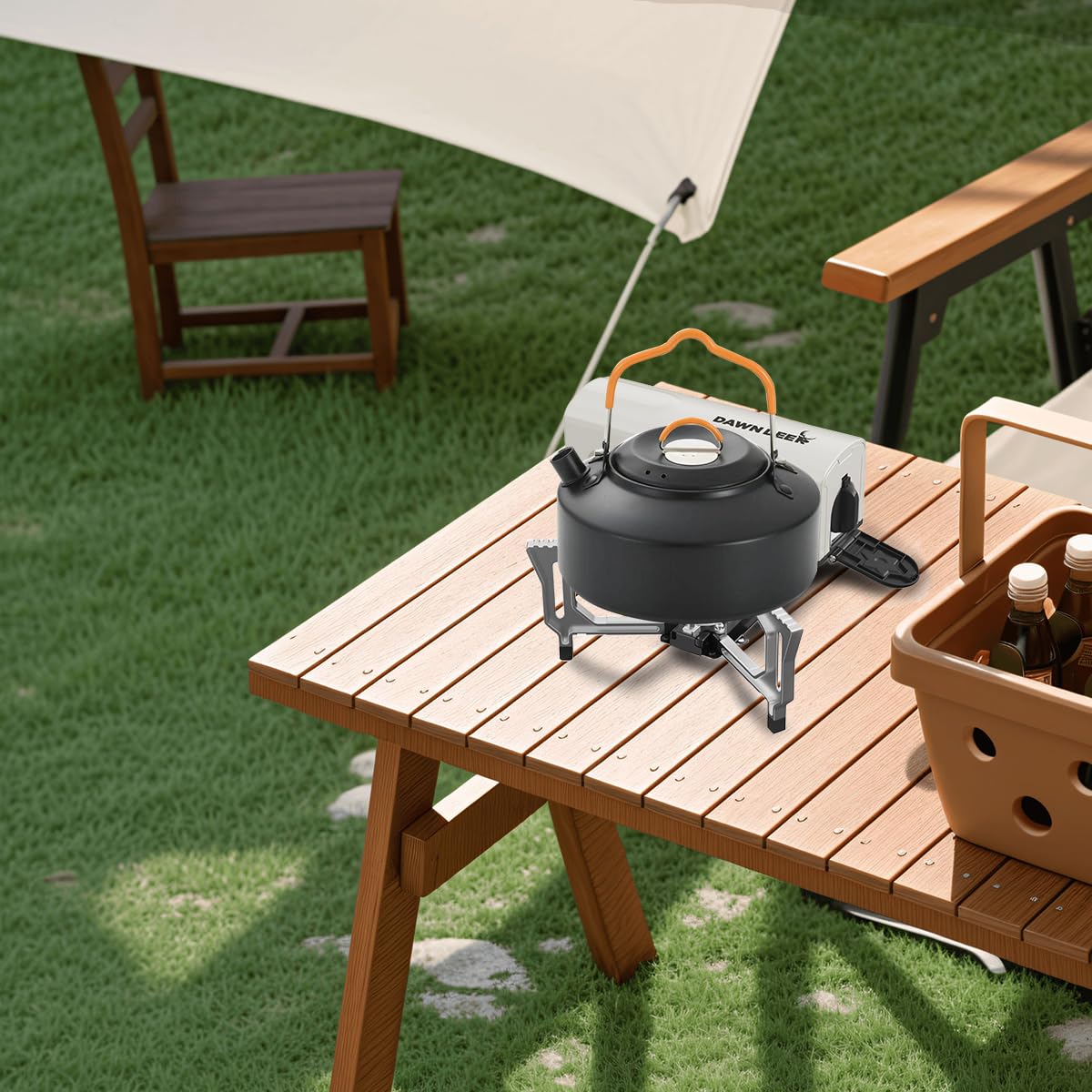 Dawn Deer Portable Cassette Stove With Delicate Storage Bag, Foldable Camp Stove Compact Camping Stove, 2200W Folding Butane Gas
