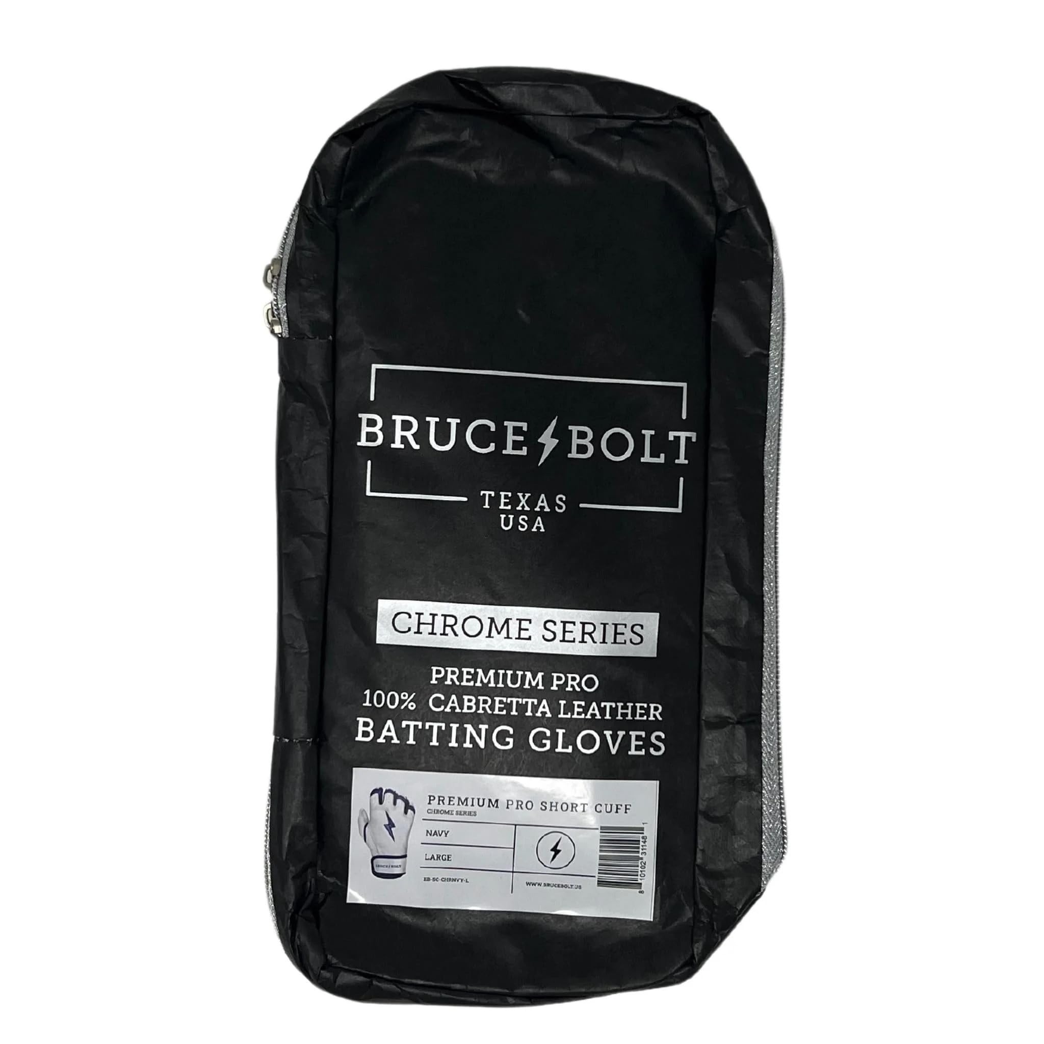 BRUCE BOLT Chrome Series Short Cuff Navy Batting Glove - Navy XLarge