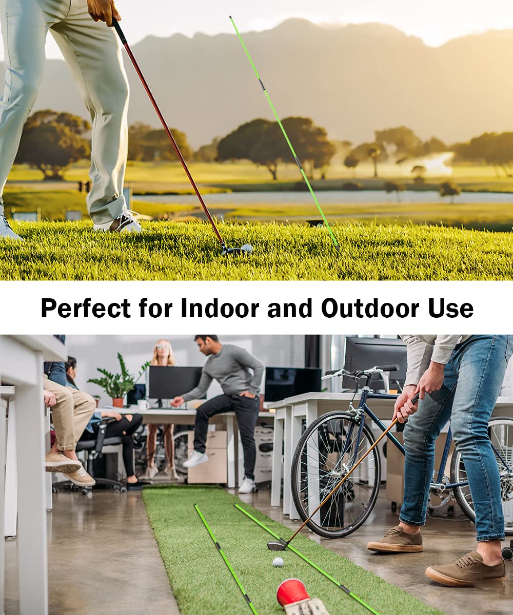 Rhino Valley Golf Alignment Sticks - 2 Pack Collapsible Golf Practice Rods For Aiming, Putting, Full Swing Trainer, Posture Corr
