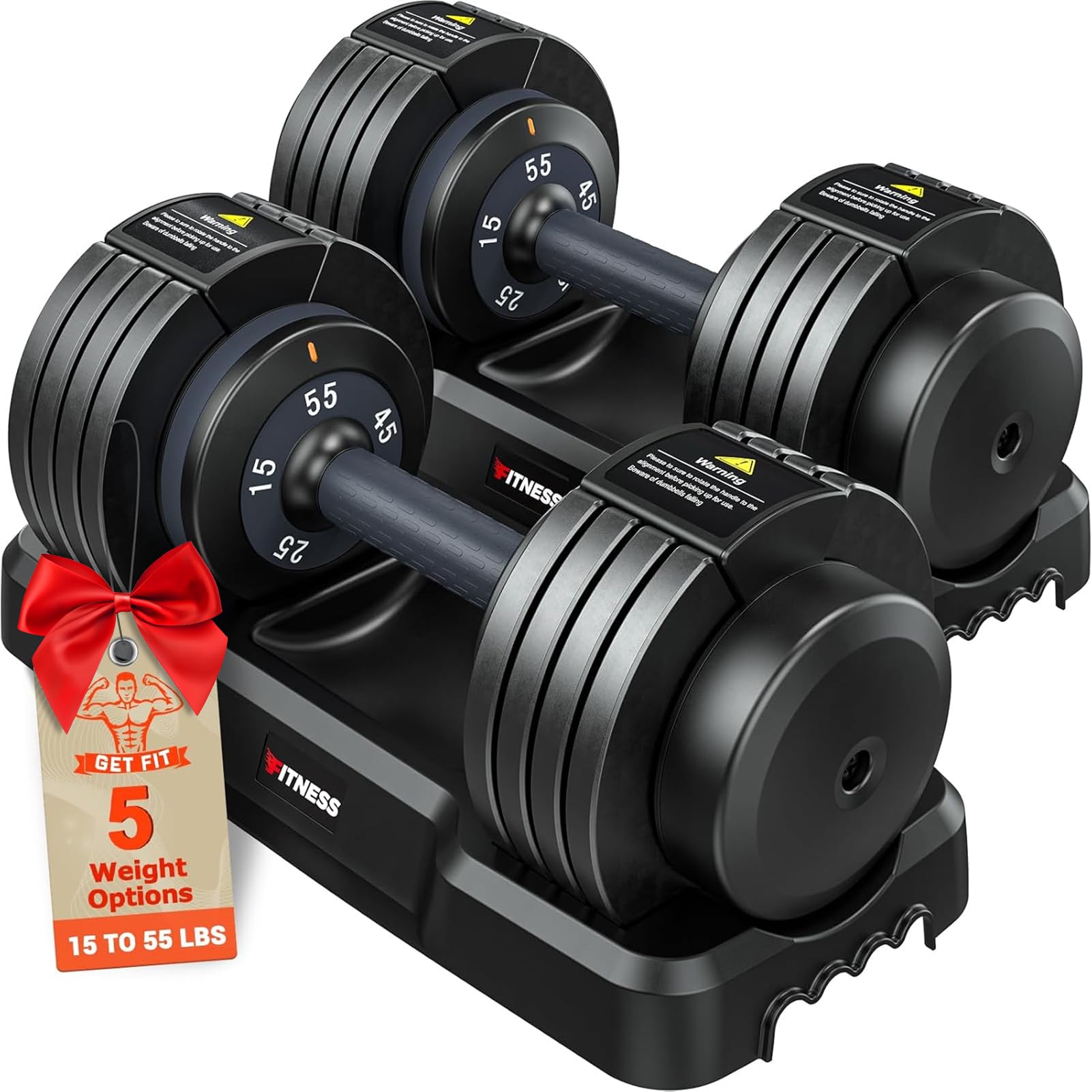 Rendpas Adjustable Dumbbells Set of 2, Select Weight Dumbbell Set, 5 in 1 Free Dumbbell Set with Anti-Slip Texture Handle, Weigh