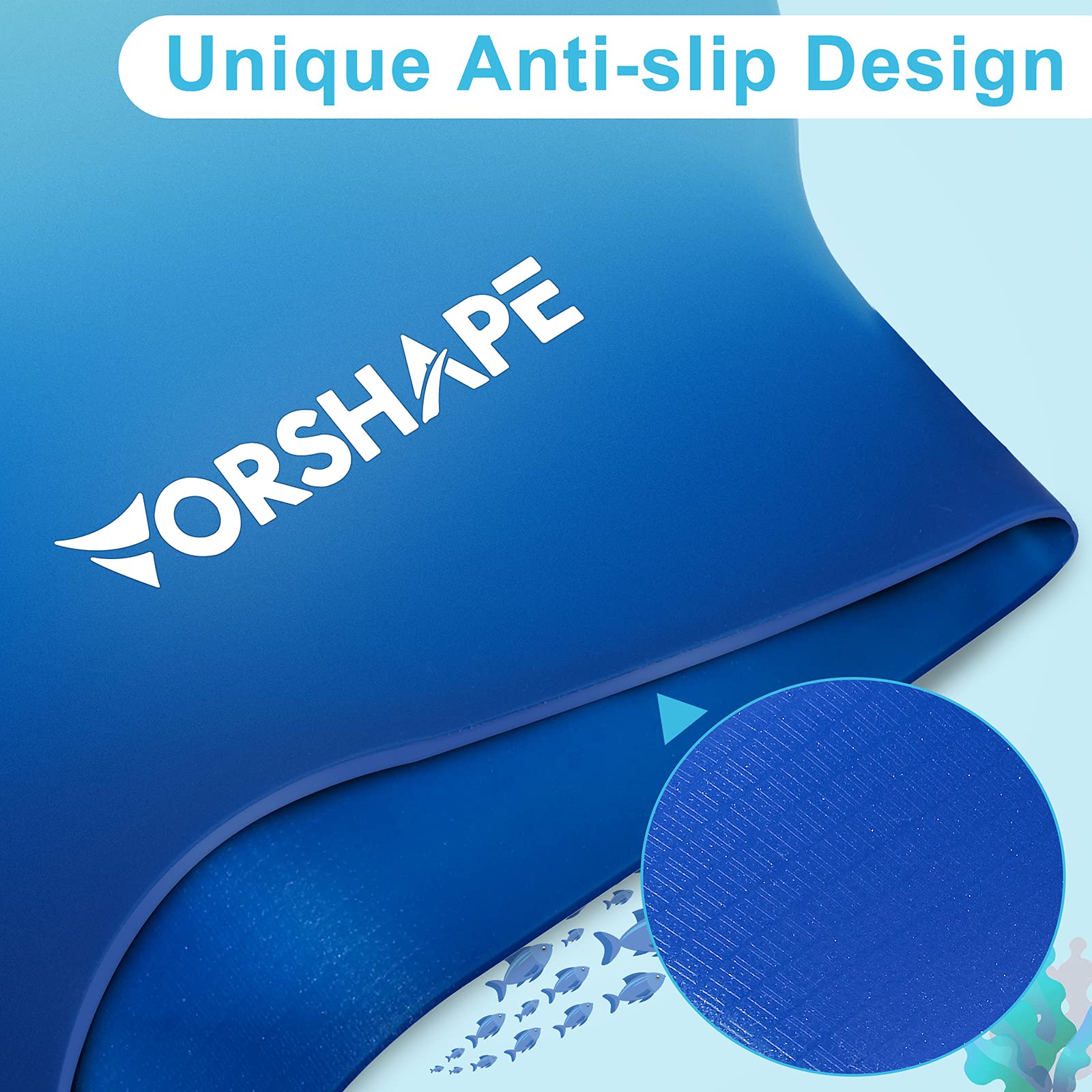 Vorshape Swim Cap Kids (2 Pack), Durable Waterproof Swimming Cap For Girls Boys Teens Toddler, Comfortable Fit For Long Hair And