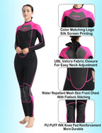 Anparc Wetsuit Women 3Mm Neoprene Full Body Wet Suit, Cold Water Wetsuit With Back Zipper, Suitable For Diving, Swimming, Surfin