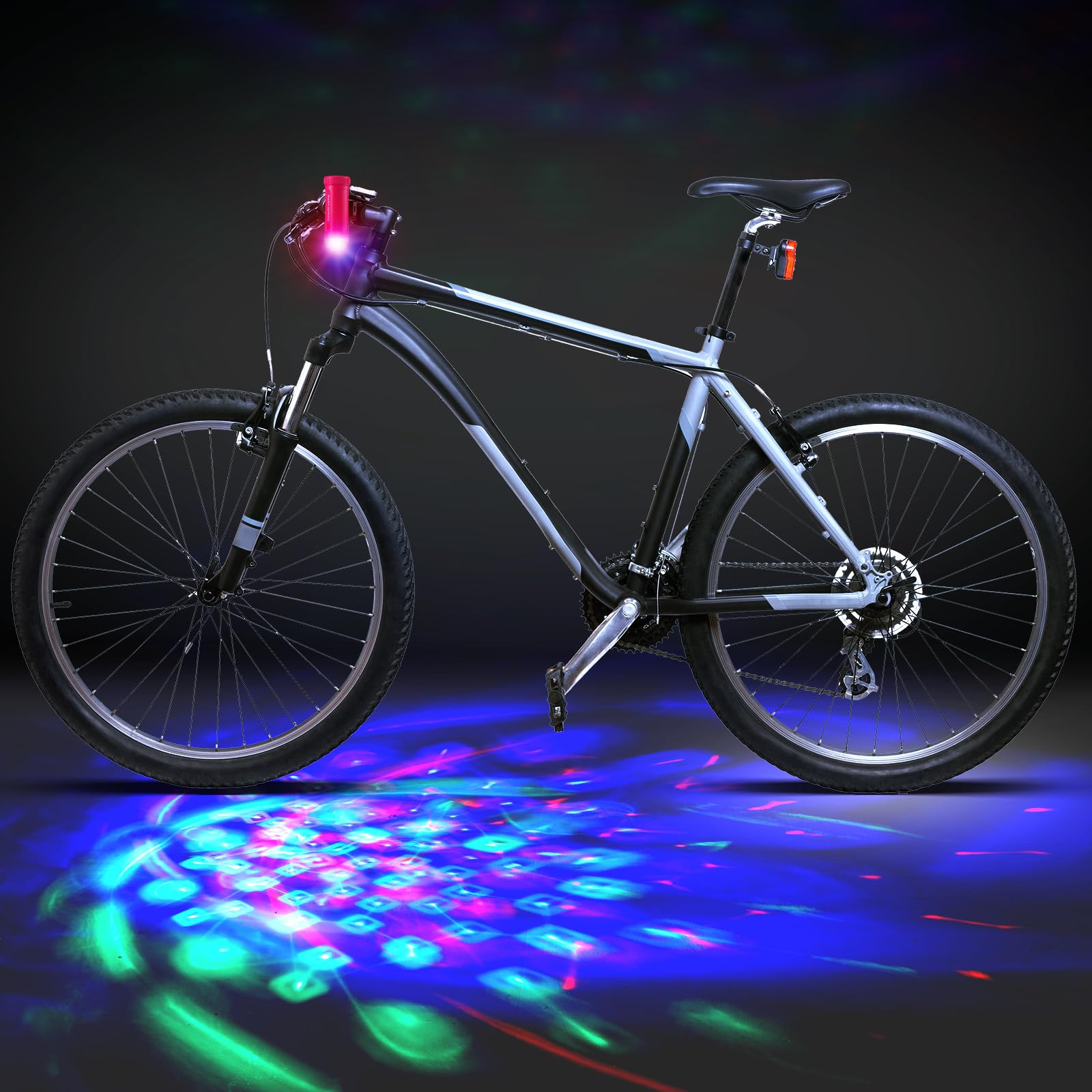 Kittmip 1 Pcs 1 or 2 Pcs Disco Party LED Bike Light Disco Scooter Light Tri-Colored Bicycle Lights Blinking Swirling Fun Cycling