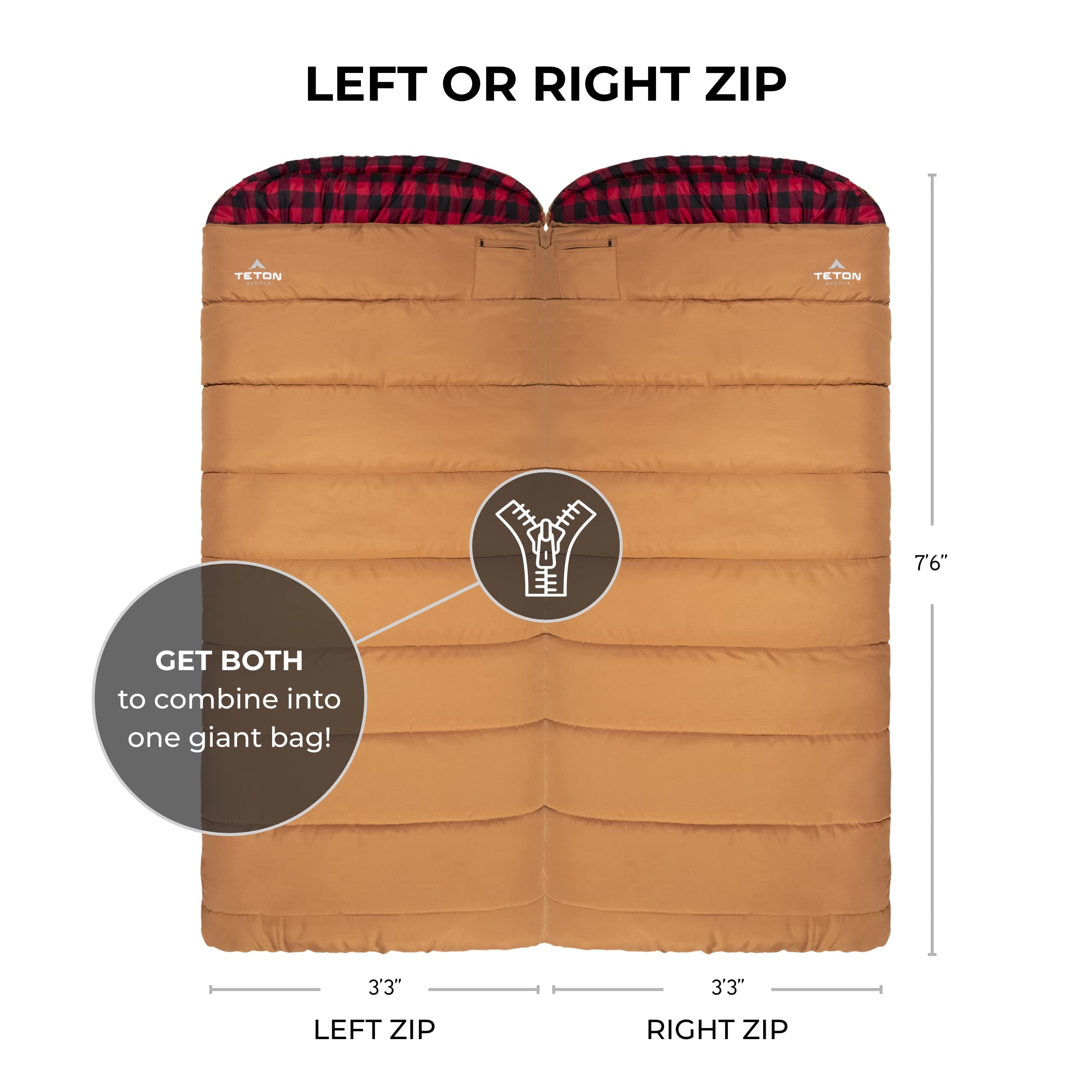 Teton Sports Deer Hunter Sleeping Bag - Warm Camping Sleeping Bag; Tough Canvas Shell; Camping, Hunting, Fishing And Cold Weathe