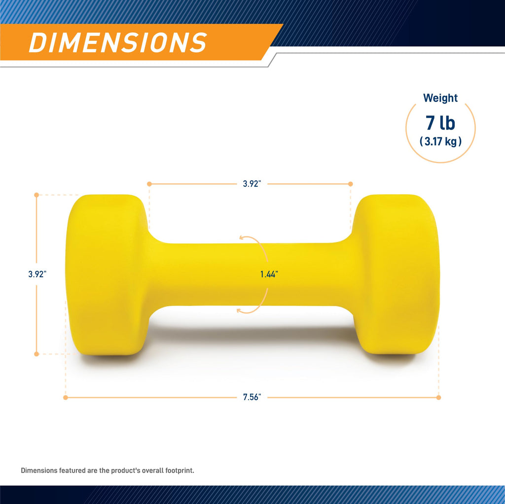 Marcy Neoprene Dumbbell, Single Piece, 7-Lb, Canary Yellow