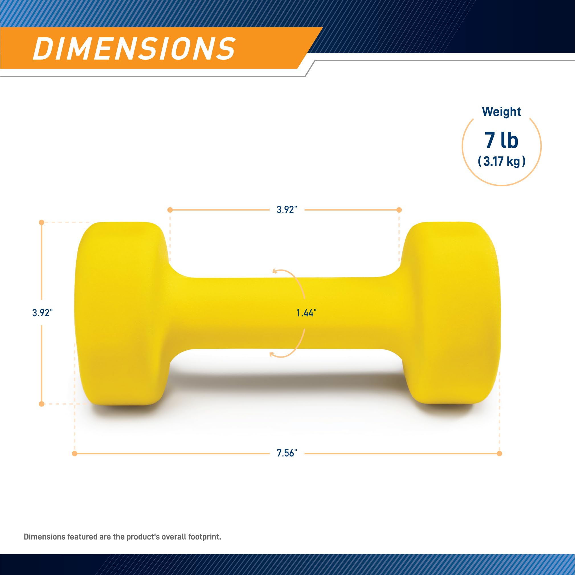 Marcy Neoprene Dumbbell, Single Piece, 7-Lb, Canary Yellow