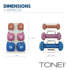 Tone Fitness 32 LB Neoprene Dumbbell Set with Storage Rack - Non-Slip, Anti-Roll Hand Weights for Home Gym Workouts - Black
