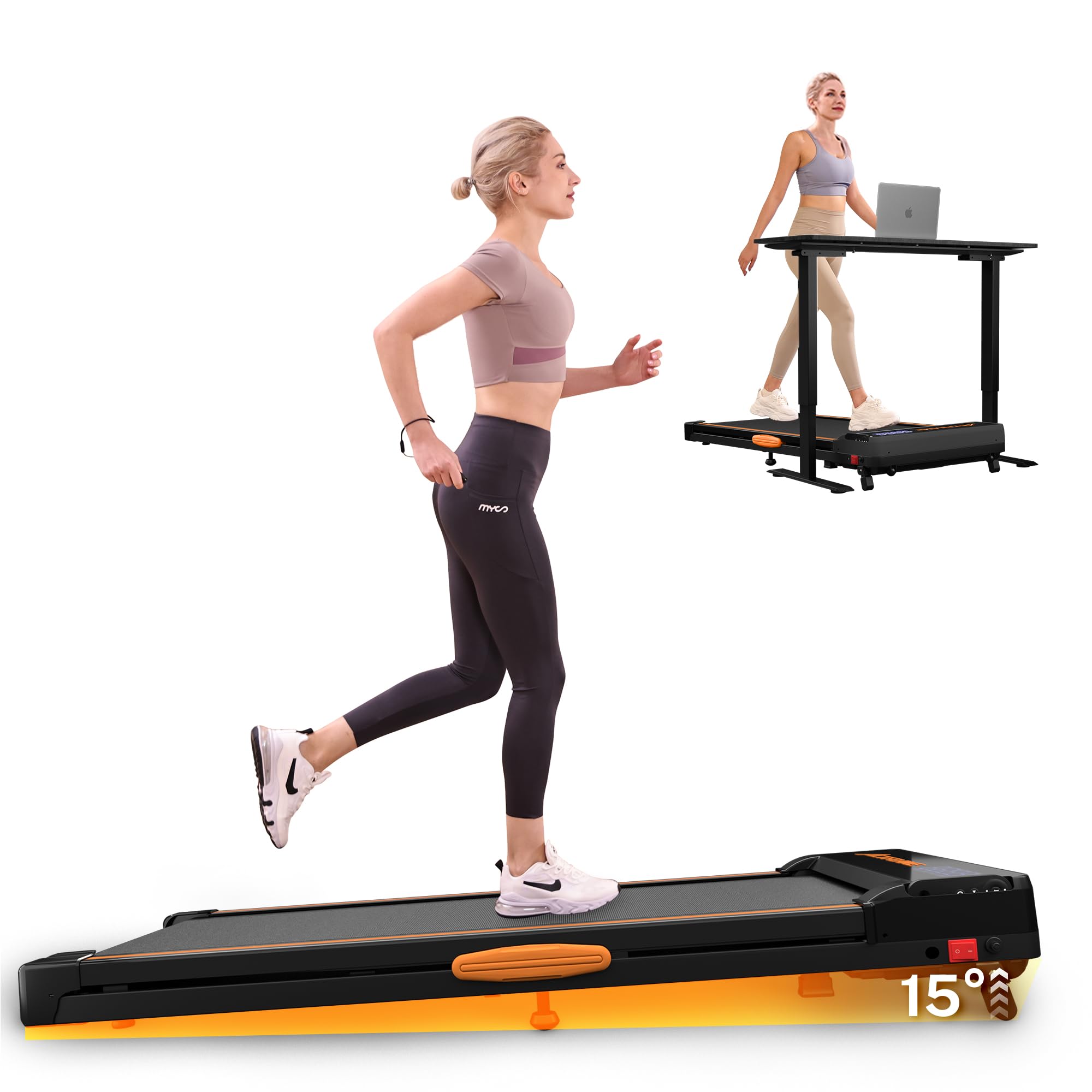 Actflame Walking Pad Treadmill With Incline, Under Desk Treadmills, Portable Treadmill For Home Office, Walking Pad 4 In 1 Tread