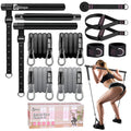 Pilates Bar Kit with Resistance Bands(4 x Bands),3-Section Pilates Flexbands Kit Workout Equipment for Legs,Hip,Waist and Arm,Fi