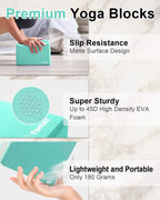 Tumaz Yoga Blocks 2 Pack With Strap Set, High Density/Lightweight Eva Foam Yoga Blocks Or Non-Slip Solid Natural Cork Yoga Block
