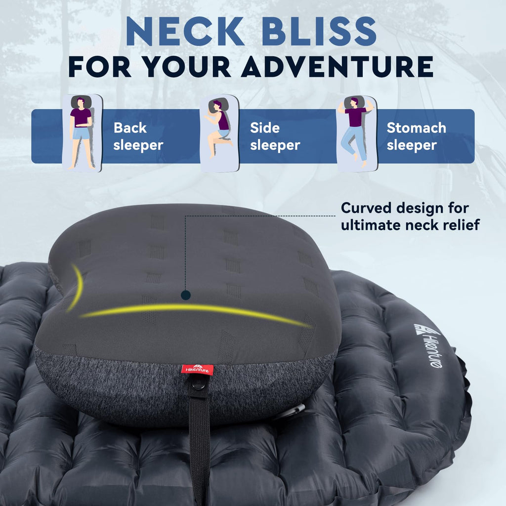 Hikenture Camping Pillow Ultralight, Inflatable Pillows With Removable Cover, Compact Portable Backpacking Pillow, Ergonomic Blo