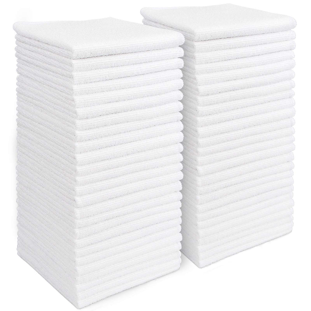 Aidea Microfiber Cleaning Cloths White-50Pk, Strong Water Absorption, Lint-Free, Scratch-Free, Streak-Free, Dish Towels White (1
