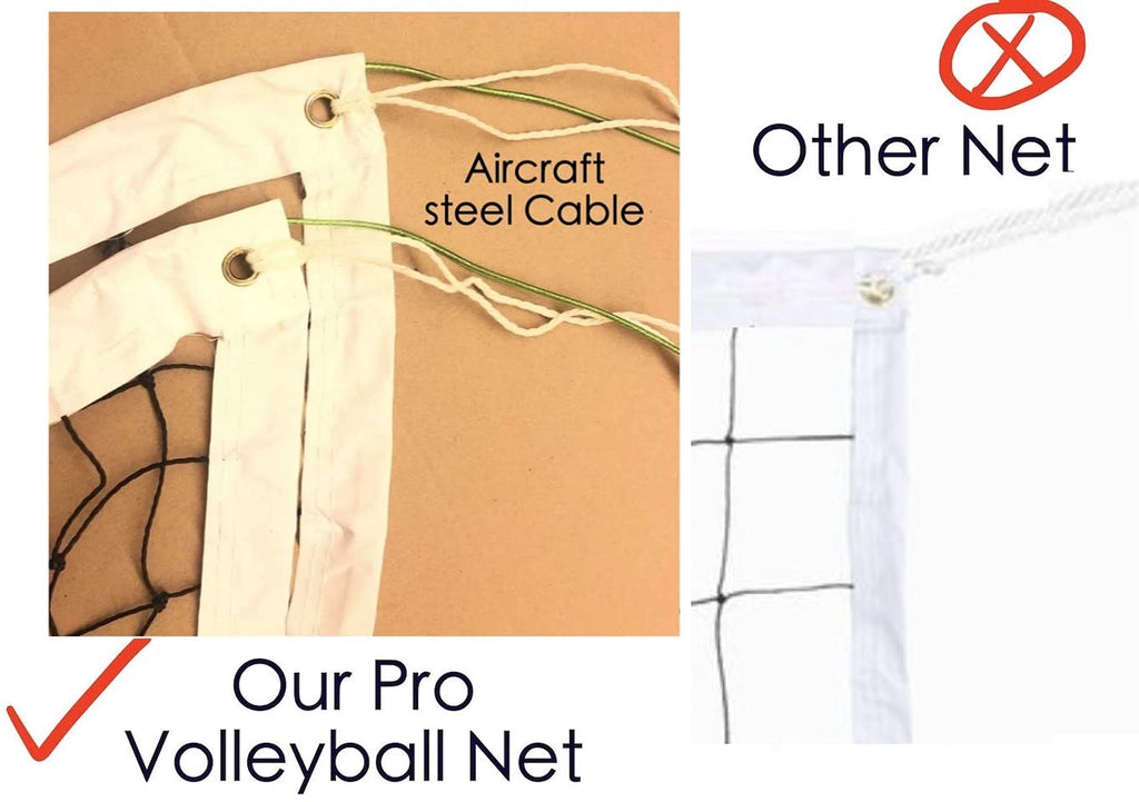 Professional Volleyball Net Outdoor With Aircraft Steel Cable, Heavy Duty Volleyball Net For Backyard, 32X3Ft Portable Volleybal
