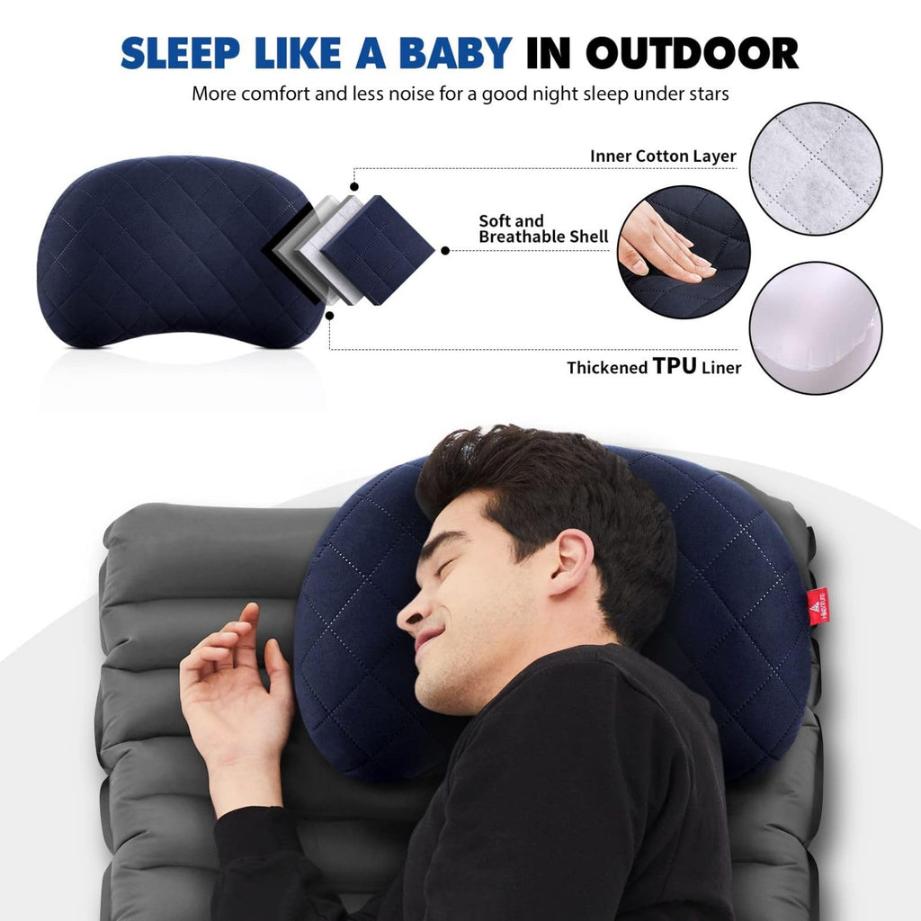 Hikenture Inflatable Pillow For Camping, Washable Backpacking Pillow For Sleeping, Ultralight Blow Up Pillows With Removable Cov