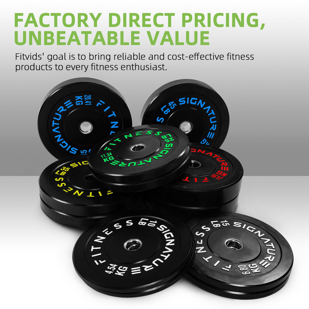 Fitvids Olympic Bumper Plates Set, 2'' Weight Plates For Strength Training & Weightlifting, Pair Of 55Lbs, Multiple Packages