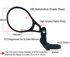 Hafny E13 Approved E-Bike Mirror, Large Surface Bar End Bike Mirror, Hd Automotive Glass Bicycle Mirror, Safe Blast-Resistance C