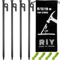 4 Pack Tent Stakes Heavy Duty Metal Tent Pegs For Camping Steel Tent Stakes 12 Inch Unbreakable And Inflexible